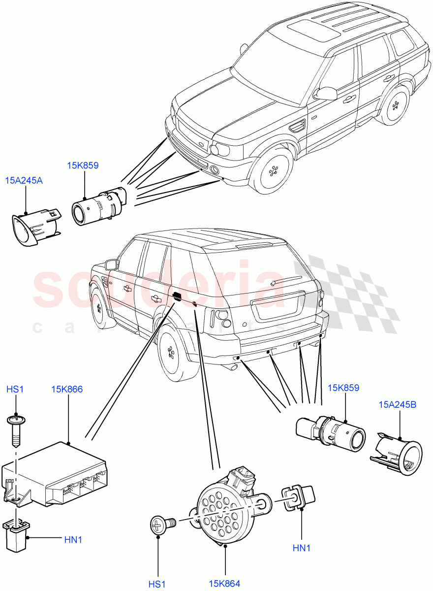 Parking Distance Control ((V) TO9A999999) of Land Rover Land Rover Range Rover Sport (2005-2009) [4.2 Petrol V8 Supercharged]