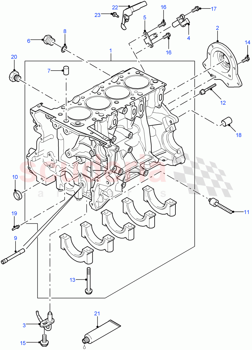 Cylinder Block And Plugs (2.2L 16V TC I4 DSL 122PS PUMA) ((V) FROMCA000001) of Land Rover Land Rover Defender (2007-2016)
