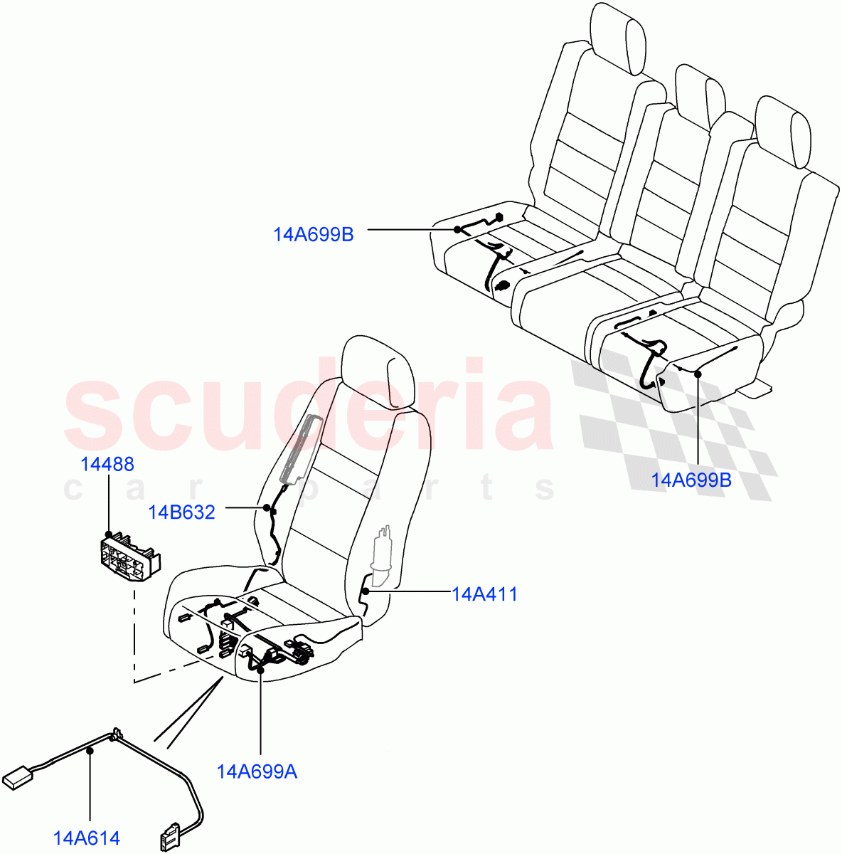 Electrical Wiring - Body And Rear (Seats) ((V) FROMAA000001) of Land Rover Land Rover Range Rover Sport (2010-2013) [3.0 Diesel 24V DOHC TC]