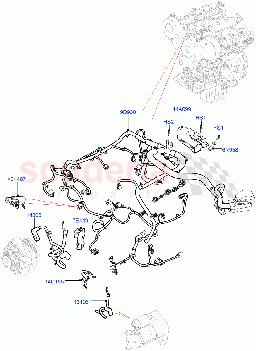 Electrical Wiring - Engine And Dash (3.0 V6 D Gen2 Twin Turbo) ((V) FROMFA000001) of Land Rover Land Rover Range Rover Sport (2014+) [3.0 I6 Turbo Diesel AJ20D6]