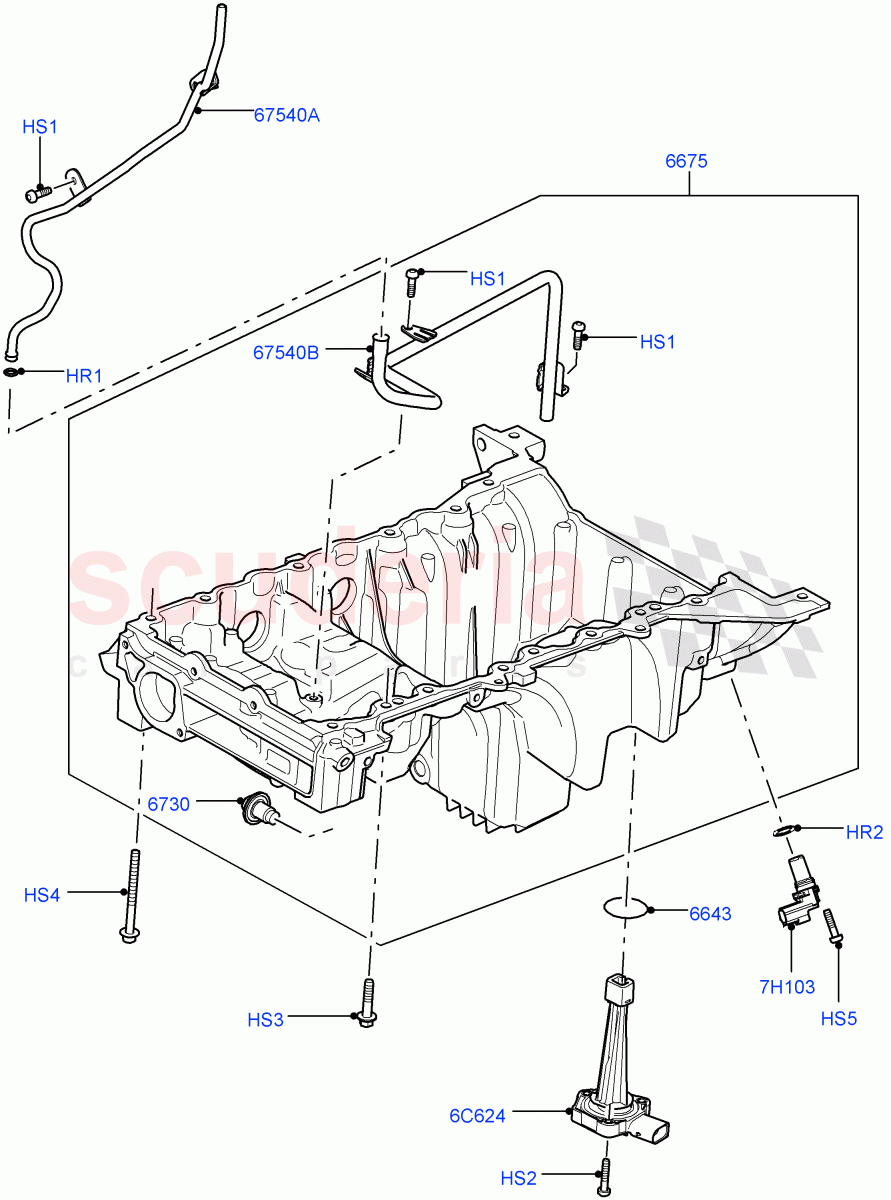 Oil Pan/Oil Level Indicator (5.0L OHC SGDI NA V8 Petrol - AJ133) ((V) FROMAA000001) of Land Rover Land Rover Discovery 4 (2010-2016) [5.0 OHC SGDI NA V8 Petrol]