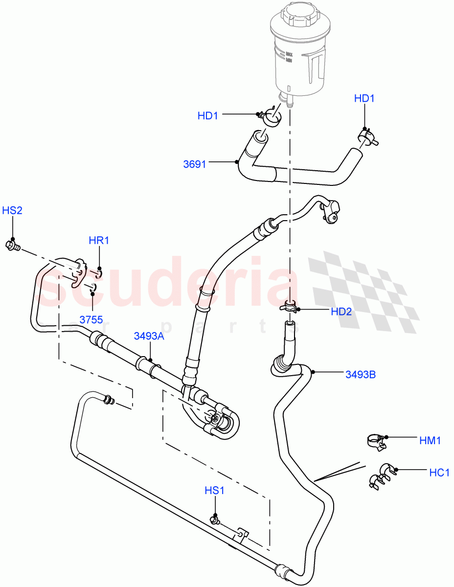 Supply & Return Hoses - Power Strg (3.0 V6 Diesel) ((V) FROMAA000001) of Land Rover Land Rover Discovery 4 (2010-2016) [2.7 Diesel V6]