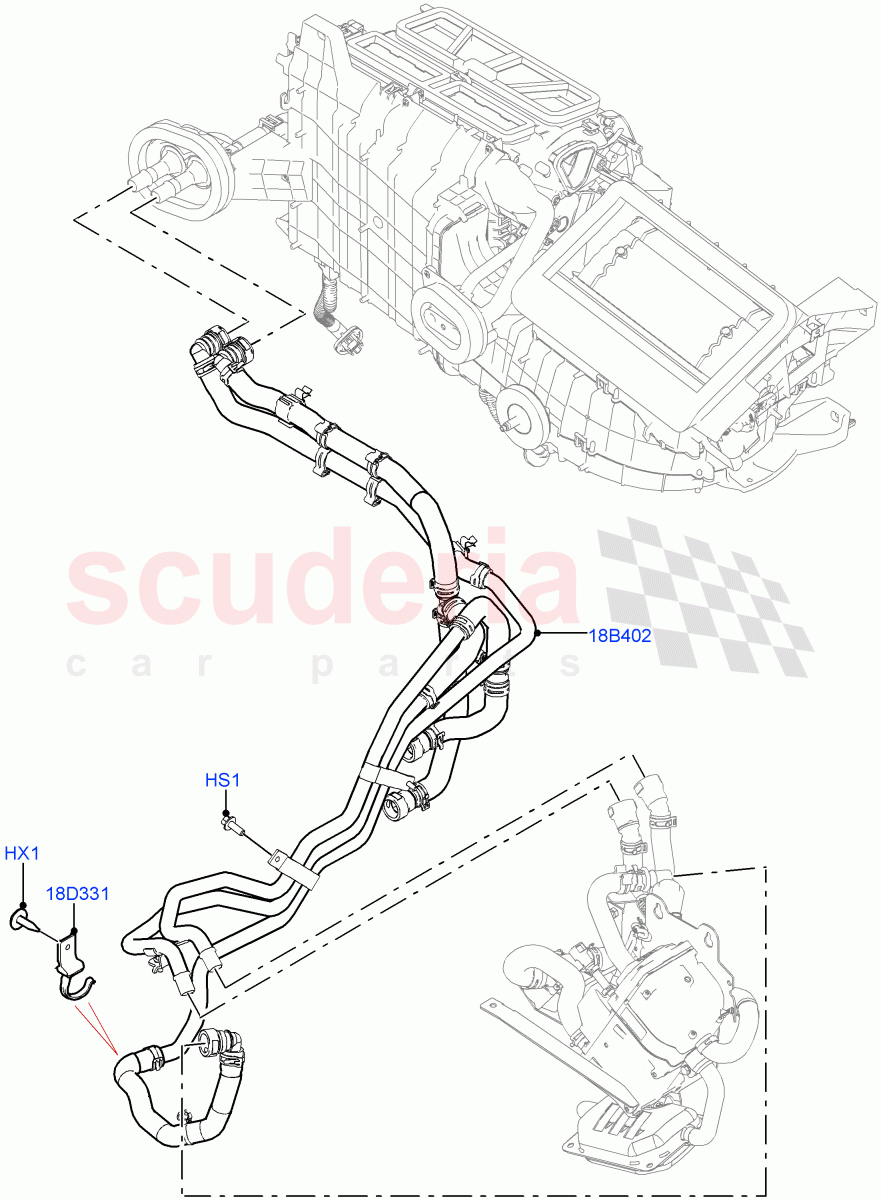 Heater Hoses (2.0L I4 DSL HIGH DOHC AJ200, Fuel Heater W/Pk Heat With Remote, 2.0L I4 DSL MID DOHC AJ200) of Land Rover Land Rover Range Rover Velar (2017+) [2.0 Turbo Diesel AJ21D4]