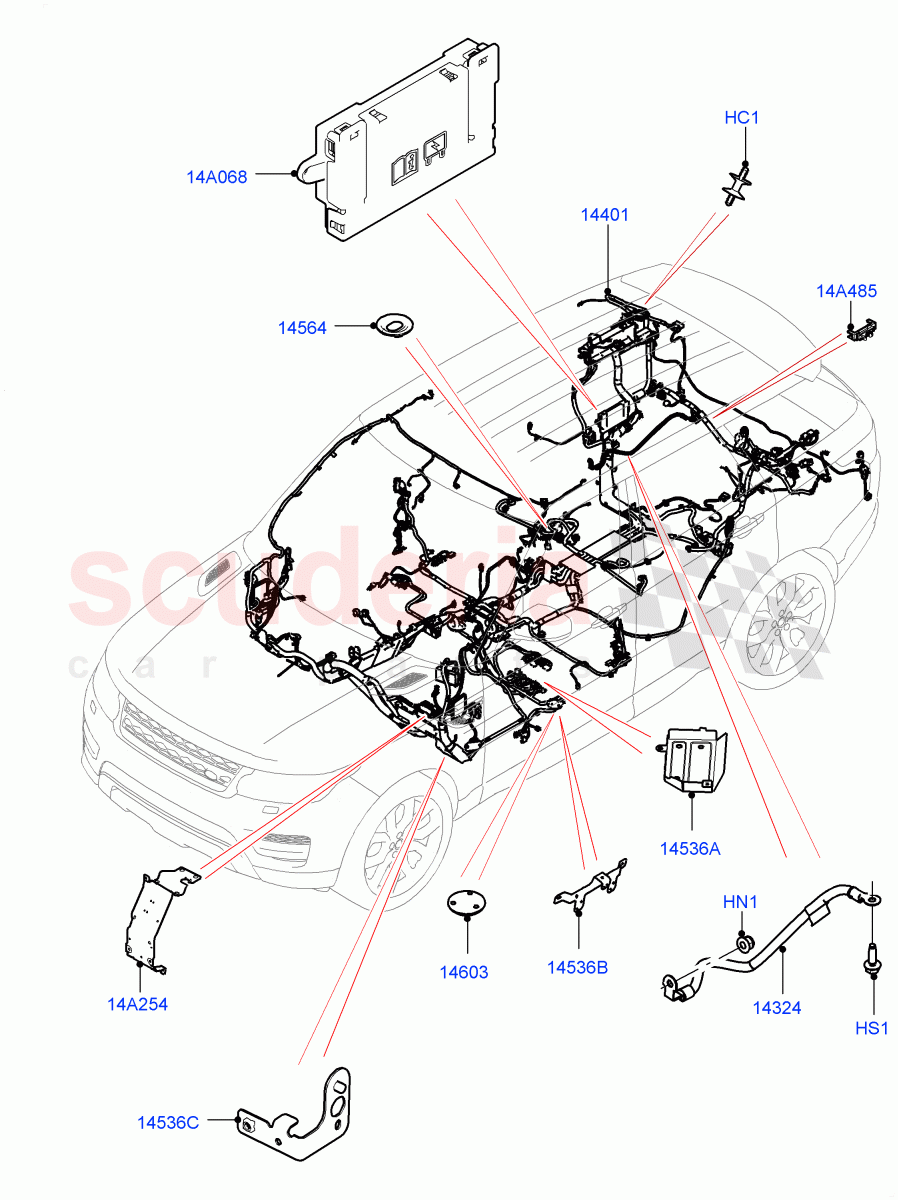 Electrical Wiring - Engine And Dash (Main Harness) ((V) FROMGA000001) of Land Rover Land Rover Range Rover Sport (2014+) [5.0 OHC SGDI SC V8 Petrol]