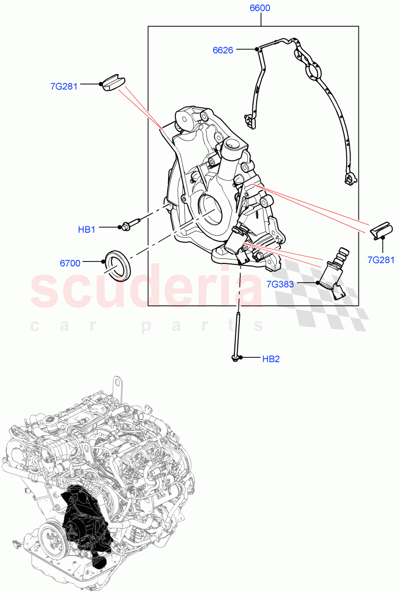 Oil Pump (Nitra Plant Build) (3.0 V6 Diesel) ((V) FROMK2000001) of Land Rover Land Rover Discovery 5 (2017+) [3.0 Diesel 24V DOHC TC]