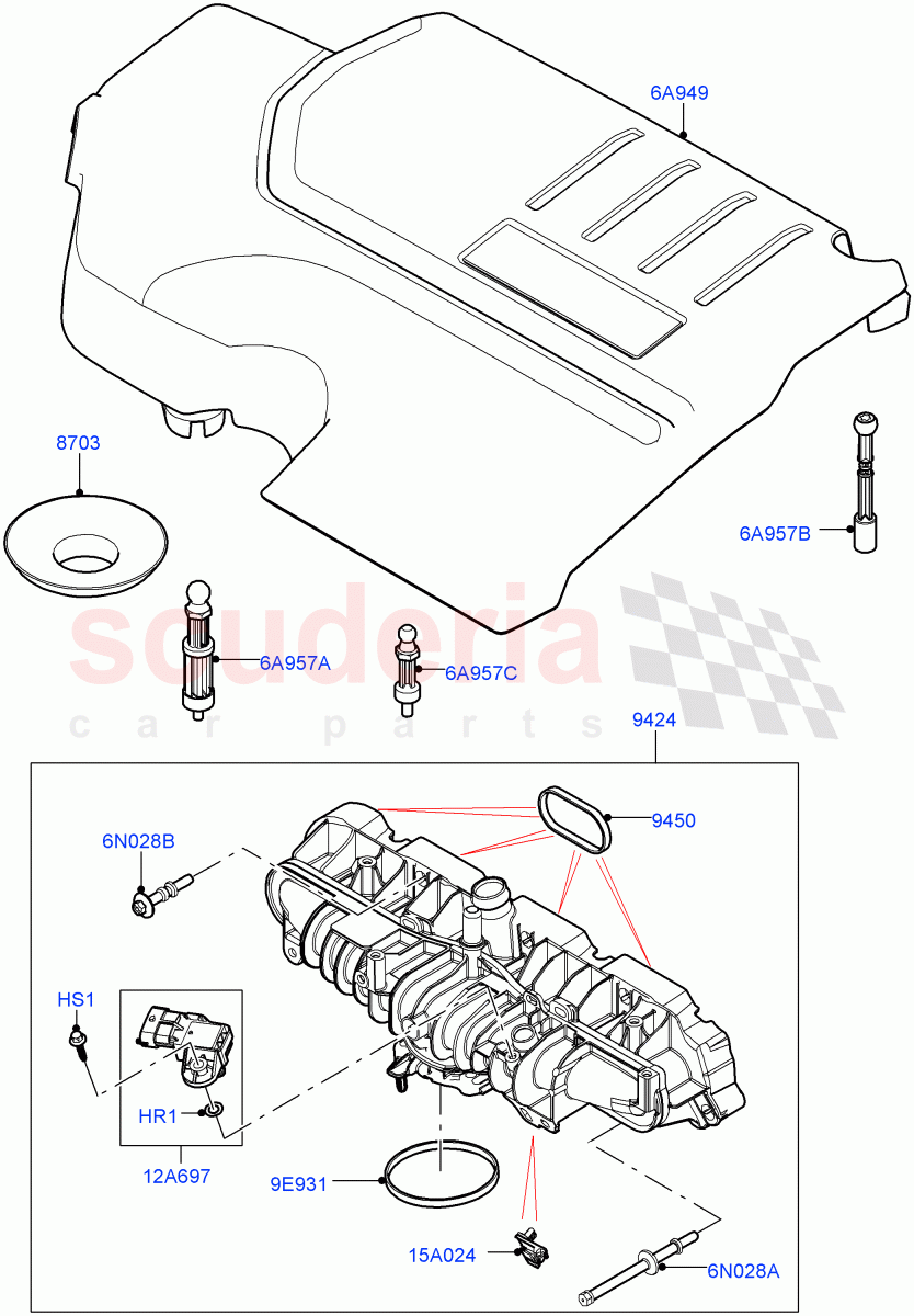 Inlet Manifold (2.0L AJ20P4 Petrol Mid PTA, Changsu (China)) of Land Rover Land Rover Discovery Sport (2015+) [2.0 Turbo Petrol AJ200P]