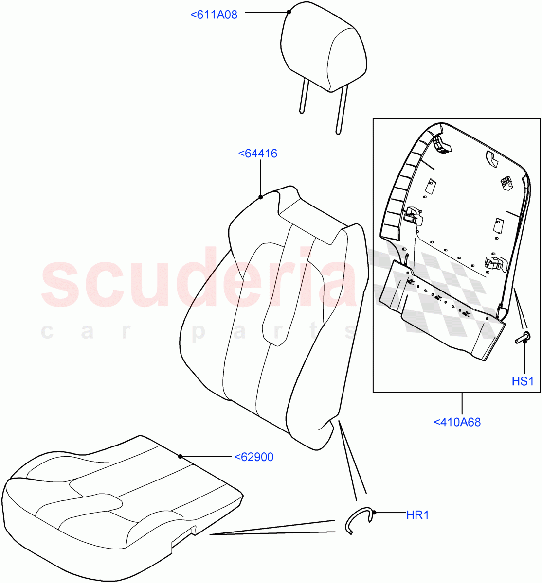 Front Seat Covers (Windsor Sport Leather Perforated, Changsu (China)) ((V) FROMGG134738) of Land Rover Land Rover Range Rover Evoque (2012-2018) [2.0 Turbo Diesel]