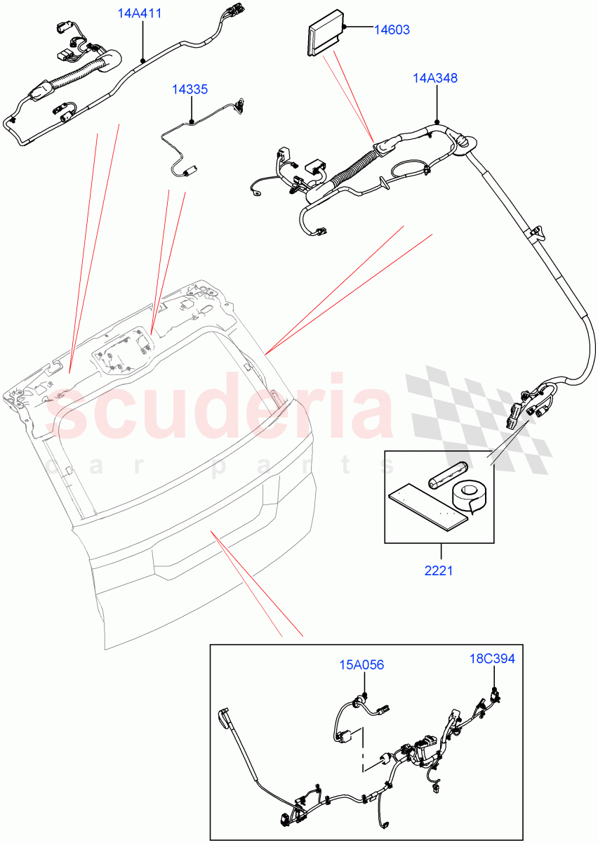 Electrical Wiring - Body And Rear (Tailgate) of Land Rover Land Rover Range Rover Sport (2014+) [3.0 I6 Turbo Diesel AJ20D6]