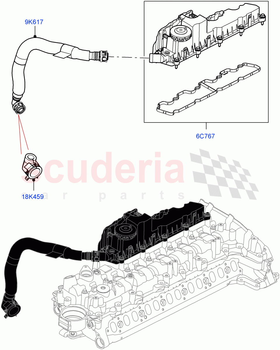 Emission Control - Crankcase (3.0L AJ20D6 Diesel High) ((V) FROMLA000001) of Land Rover Land Rover Range Rover (2012-2021) [3.0 I6 Turbo Diesel AJ20D6]