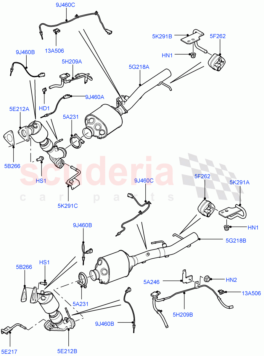 Exhaust System (Front) (3.6L V8 32V DOHC EFi Diesel Lion, Stage 4 + DPF/CDPF Emissions, With Diesel Particulate Filter) ((V) FROMAA000001) of Land Rover Land Rover Range Rover (2010-2012) [3.6 V8 32V DOHC EFI Diesel]