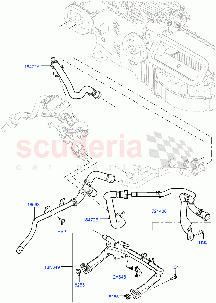 Heater Hoses (Front) (3.0L DOHC GDI SC V6 PETROL, Fuel Fired Heater With Park Heat, Fuel Heater W/Pk Heat With Remote) ((V) FROMKA000001) of Land Rover Land Rover Range Rover (2012-2021) [2.0 Turbo Petrol GTDI]