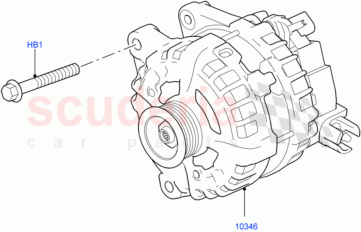 Alternator And Mountings (Nitra Plant Build) (2.0L I4 High DOHC AJ200 Petrol, 2.0L I4 DSL MID DOHC AJ200, 2.0L I4 DSL HIGH DOHC AJ200, 3.0L AJ20D6 Diesel High) ((V) FROMK2000001) of Land Rover Land Rover Discovery 5 (2017+) [2.0 Turbo Petrol AJ200P]