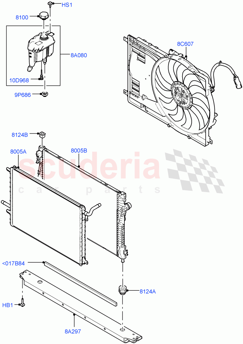 Radiator/Coolant Overflow Container (9 Speed Auto Trans 9HP50, Halewood (UK)) of Land Rover Land Rover Range Rover Evoque (2019+) [2.0 Turbo Petrol AJ200P]