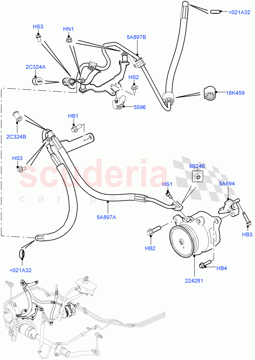 Active Anti-Roll Bar System (High Pressure Pipes, ARC Pump) (4.4L DOHC DITC V8 Diesel) ((V) FROMEA000001, (V) TOHA999999) of Land Rover Land Rover Range Rover Sport (2014+) [3.0 I6 Turbo Petrol AJ20P6]