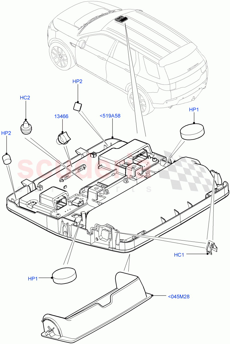 Console - Overhead (Changsu (China)) ((V) FROMFG000001) of Land Rover Land Rover Discovery Sport (2015+) [2.0 Turbo Petrol GTDI]