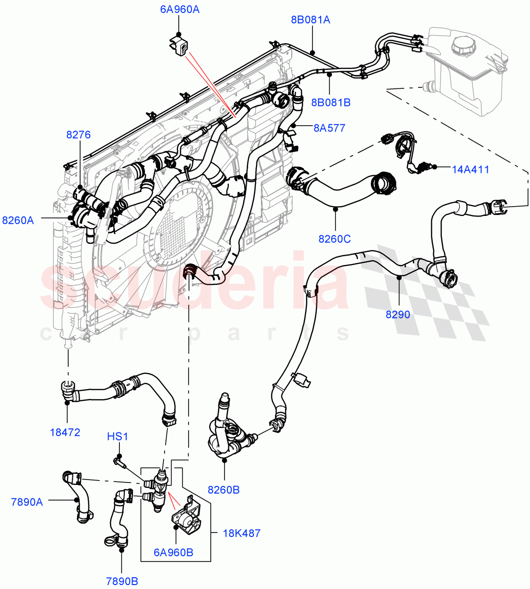 Cooling System Pipes And Hoses (1.5L AJ20P3 Petrol High, Halewood (UK)) ((V) FROMMH000001) of Land Rover Land Rover Range Rover Evoque (2019+) [1.5 I3 Turbo Petrol AJ20P3]