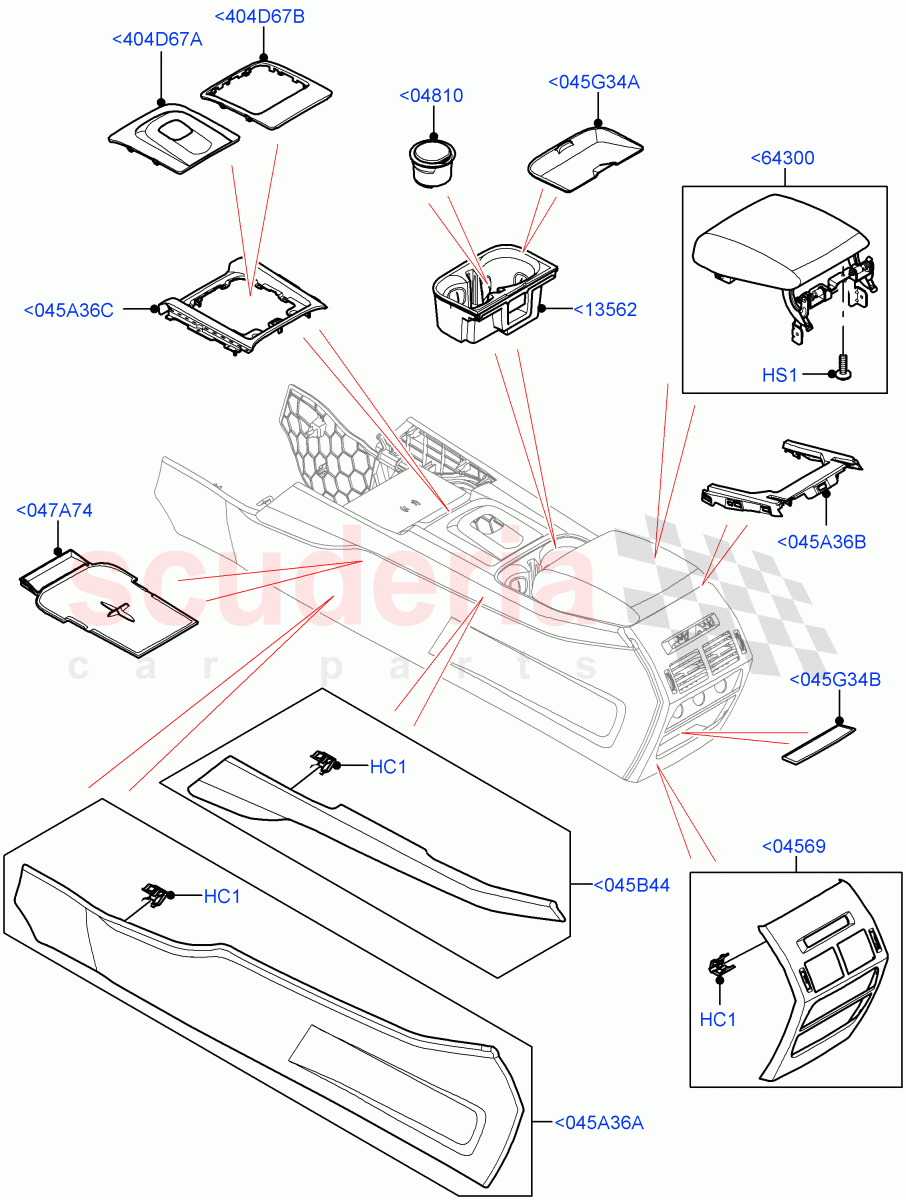 Console - Floor (External Components) (Halewood (UK)) ((V) FROMLH000001) of Land Rover Land Rover Discovery Sport (2015+) [2.0 Turbo Diesel AJ21D4]