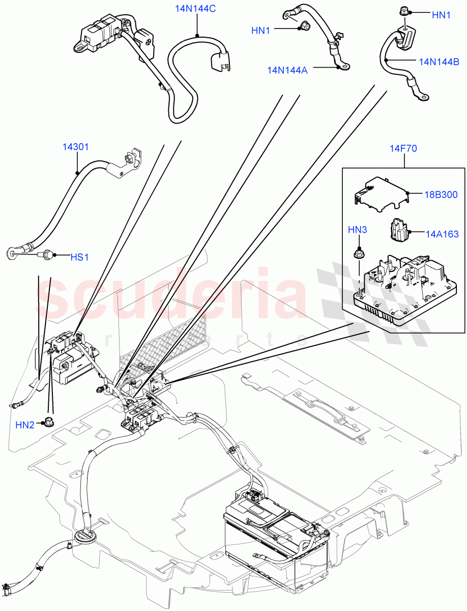 Battery Cables And Horn (Battery Cables) (Starter - Stop/Start System, Auxillary Battery 14AH B19) of Land Rover Land Rover Range Rover Sport (2014+) [5.0 OHC SGDI SC V8 Petrol]