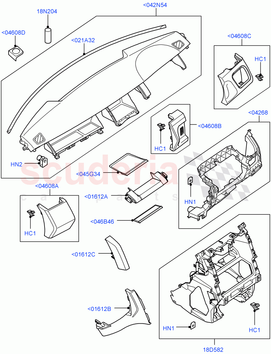 Instrument Panel (Upper) ((V) TO9A999999) of Land Rover Land Rover Range Rover Sport (2005-2009) [4.4 AJ Petrol V8]