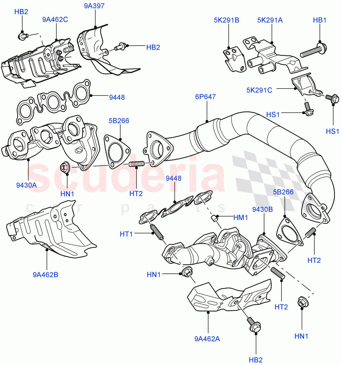 Exhaust Manifold (Lion Diesel 2.7 V6 (140KW)) ((V) TO9A999999) of Land Rover Land Rover Range Rover Sport (2005-2009) [2.7 Diesel V6]