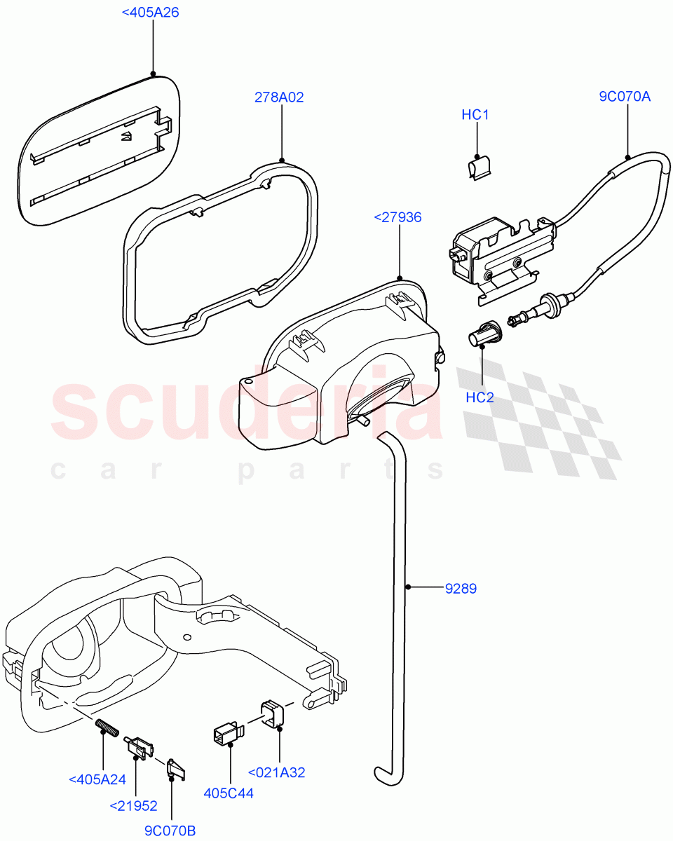 Fuel Tank Filler Door And Controls ((V) TO9A999999) of Land Rover Land Rover Range Rover Sport (2005-2009) [4.2 Petrol V8 Supercharged]