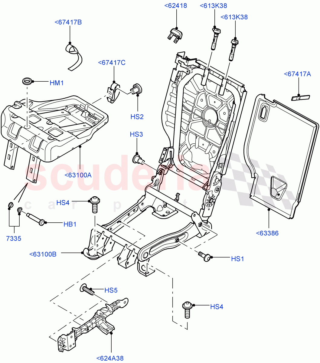 Rear Seat Frame (With 65/35 Split Fold Rear Seat) ((V) FROMAA000001) of Land Rover Land Rover Discovery 4 (2010-2016) [3.0 DOHC GDI SC V6 Petrol]