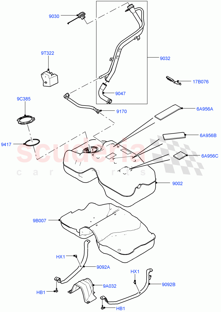 Fuel Tank & Related Parts (2.2L CR DI 16V Diesel) of Land Rover Land Rover Discovery Sport (2015+) [2.2 Single Turbo Diesel]