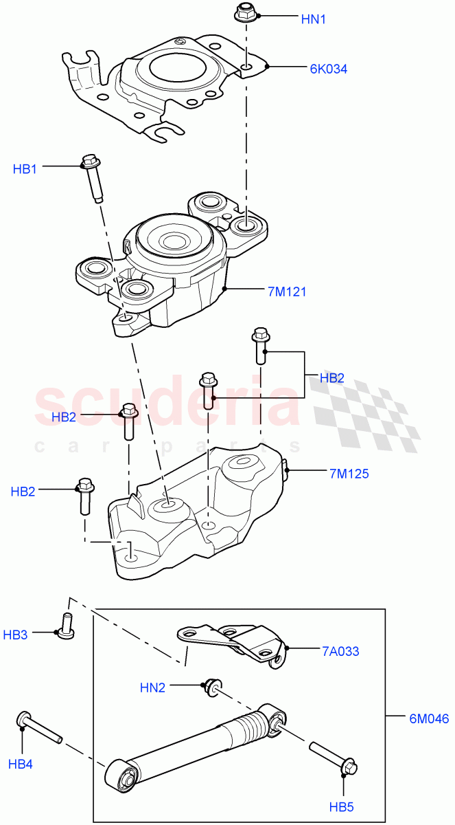 Transmission Mounting (2.0L 16V TIVCT T/C 240PS Petrol, 9 Speed Auto AWD, Itatiaia (Brazil)) ((V) FROMGT000001) of Land Rover Land Rover Range Rover Evoque (2012-2018) [2.0 Turbo Diesel]