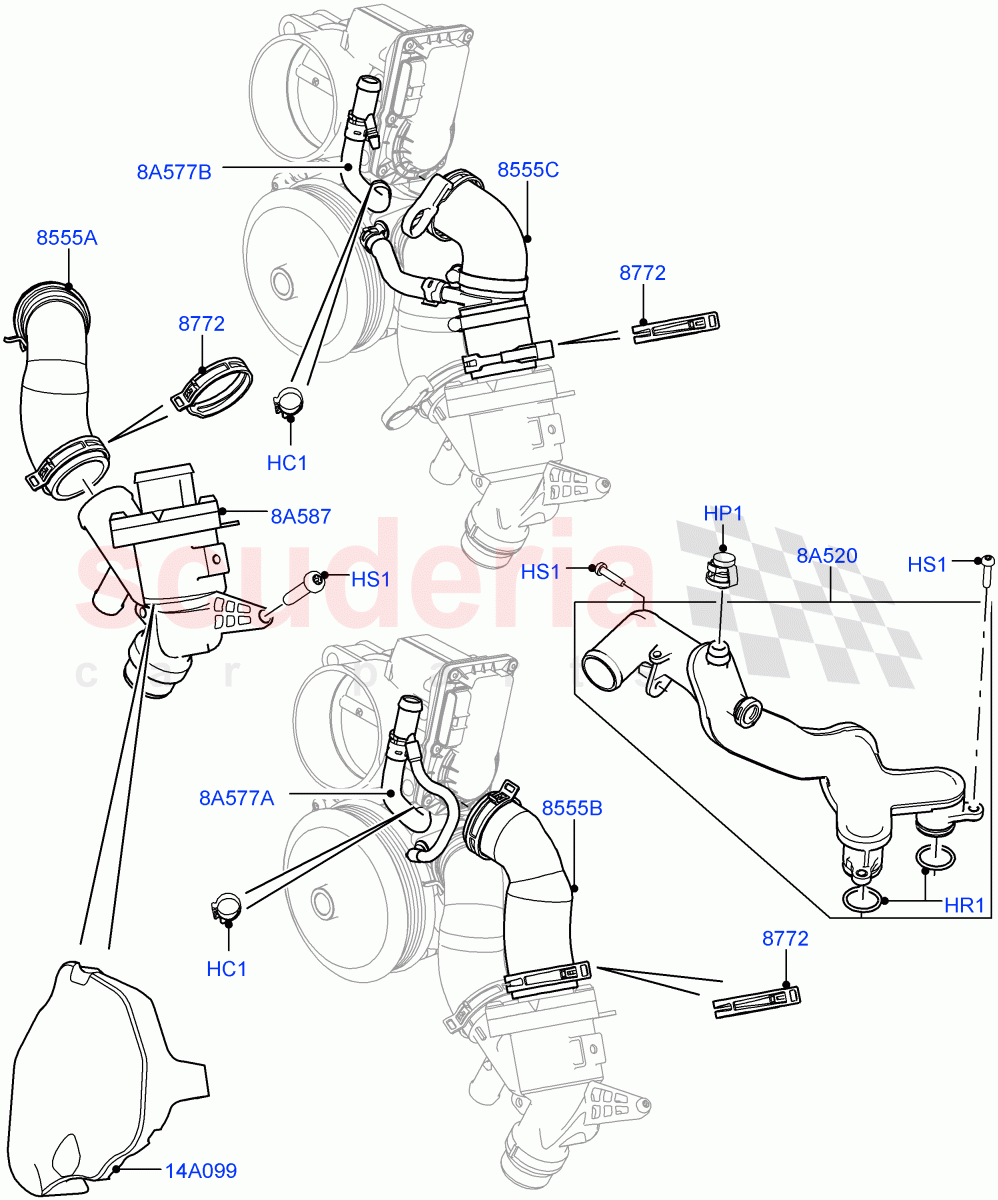 Thermostat/Housing & Related Parts (5.0L OHC SGDI NA V8 Petrol - AJ133) ((V) FROMAA000001) of Land Rover Land Rover Range Rover (2010-2012) [5.0 OHC SGDI NA V8 Petrol]