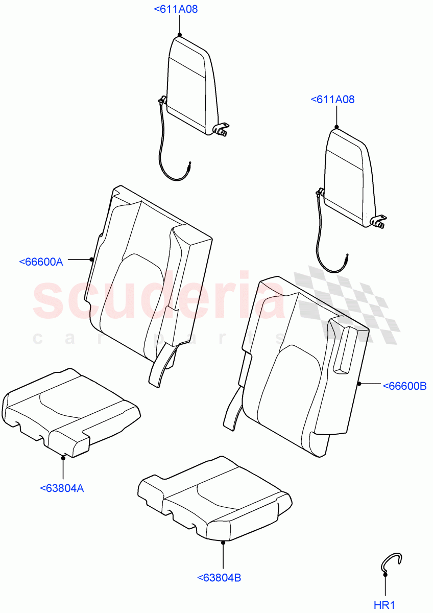 Rear Seat Covers (Standard Wheelbase, Taurus Leather/Robust Woven Textile, With 3rd Row Double Seat) of Land Rover Land Rover Defender (2020+) [2.0 Turbo Petrol AJ200P]