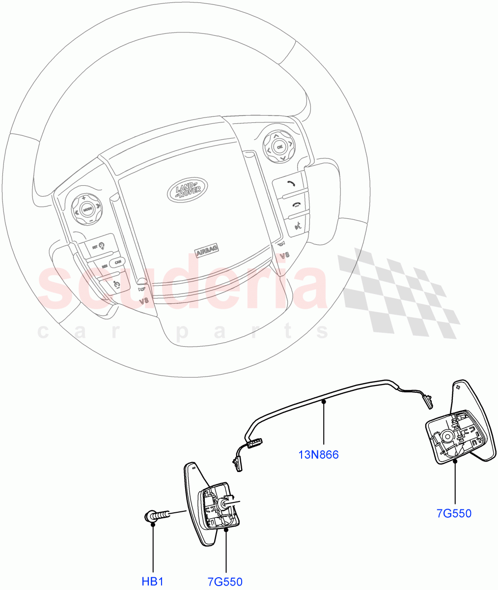Gear Change-Automatic Transmission (Steering Wheel) (3.0 V6 Diesel, 8 Speed Auto Trans ZF 8HP70 4WD, 3.0L DOHC GDI SC V6 PETROL, 3.0 V6 D Gen2 Twin Turbo) ((V) FROMCA000001) of Land Rover Land Rover Range Rover Sport (2010-2013) [5.0 OHC SGDI NA V8 Petrol]