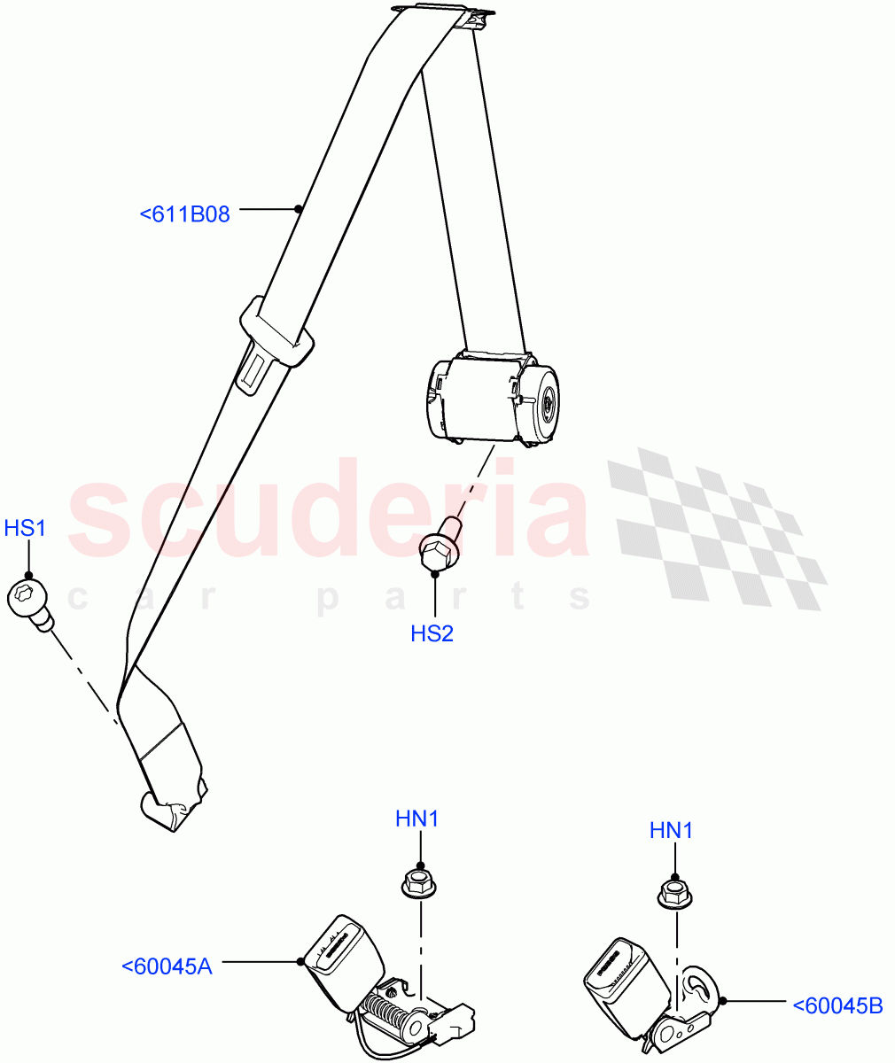 Rear Seat Belts (2 Door Convertible, Halewood (UK)) ((V) FROMGH000001) of Land Rover Land Rover Range Rover Evoque (2012-2018) [2.0 Turbo Diesel]