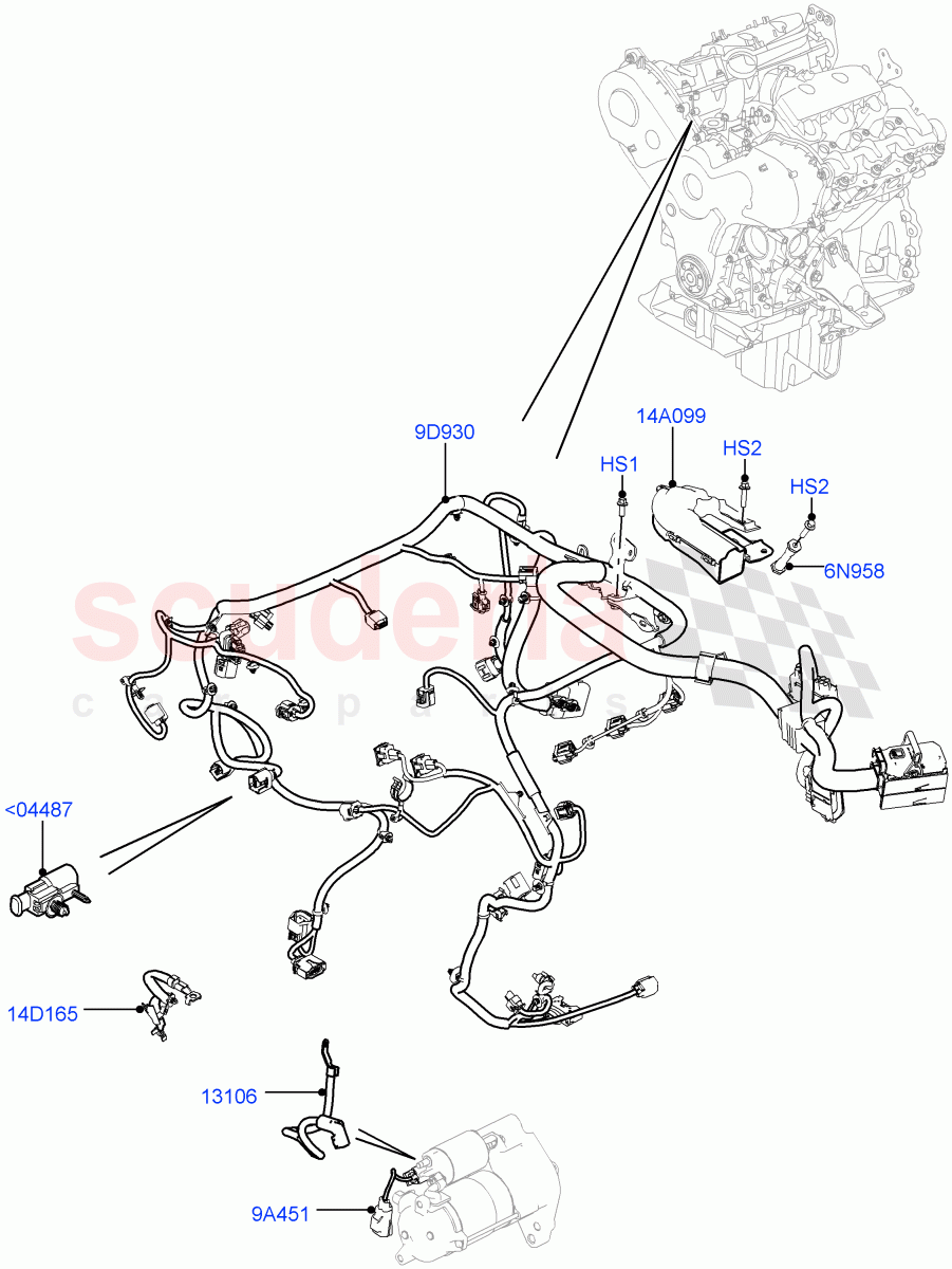 Electrical Wiring - Engine And Dash (3.0 V6 Diesel Electric Hybrid Eng) ((V) FROMFA000001) of Land Rover Land Rover Range Rover (2012-2021) [3.0 Diesel 24V DOHC TC]
