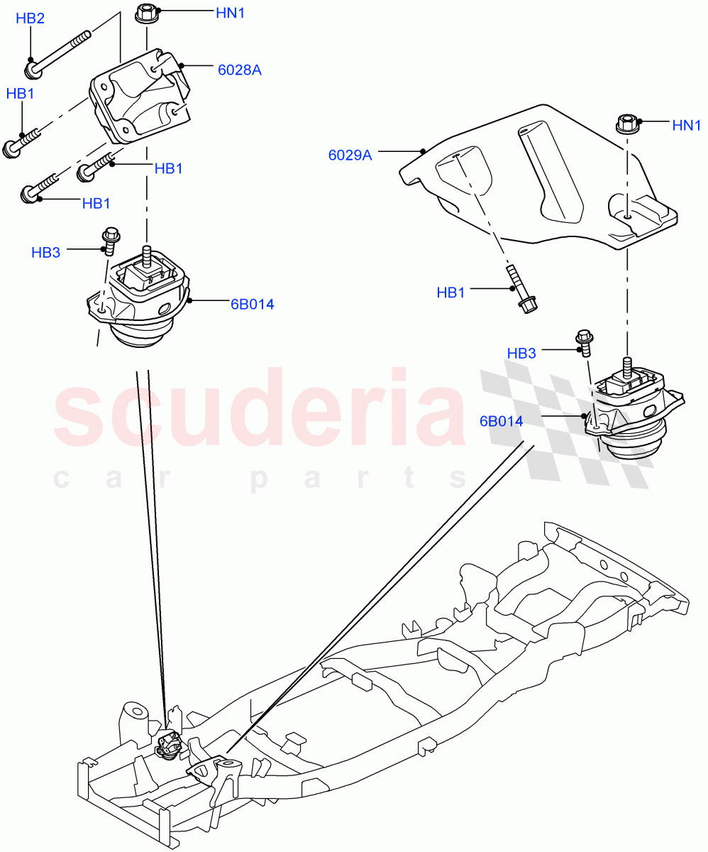 Engine Mounting (AJ Petrol 4.4 V8 EFI (220KW), AJ Petrol 4.2 V8 Supercharged) ((V) TO9A999999) of Land Rover Land Rover Range Rover Sport (2005-2009) [4.4 AJ Petrol V8]