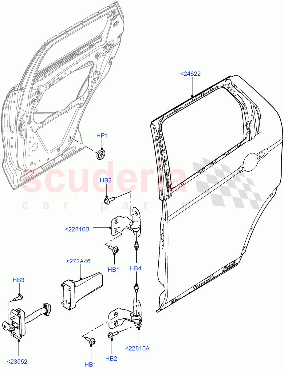 Rear Doors, Hinges & Weatherstrips (Door And Fixings) (Itatiaia (Brazil)) ((V) FROMGT000001) of Land Rover Land Rover Discovery Sport (2015+) [1.5 I3 Turbo Petrol AJ20P3]