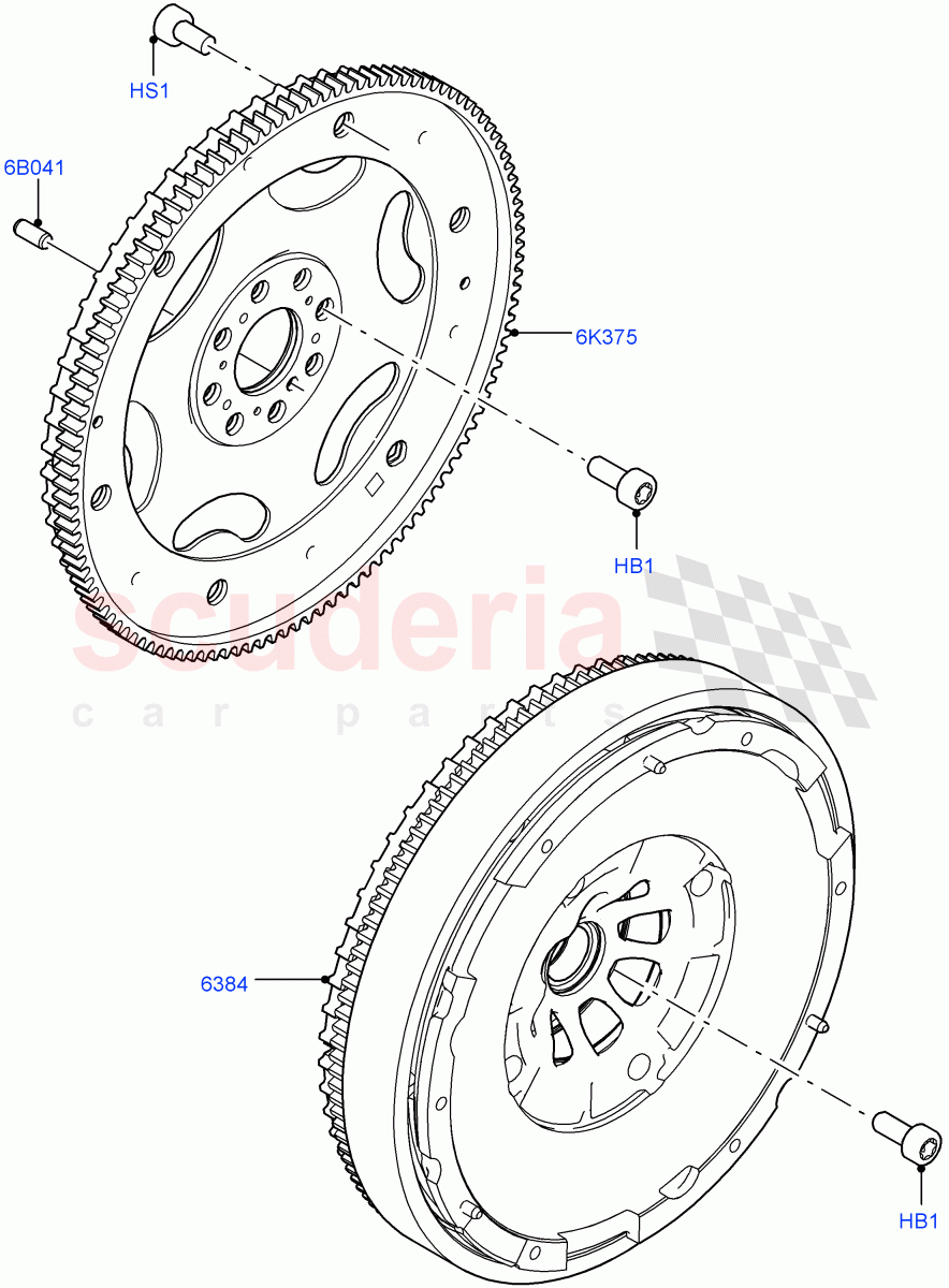Flywheel (2.0L AJ20D4 Diesel Mid PTA, Halewood (UK), 2.0L AJ20D4 Diesel LF PTA, 2.0L AJ20D4 Diesel High PTA) of Land Rover Land Rover Range Rover Evoque (2019+) [2.0 Turbo Diesel]