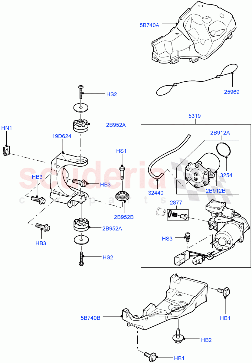 Air Suspension Compressor And Lines ('Hitachi' Compressor, Compressor Assy) (With Four Corner Air Suspension) ((V) FROMCA603540, (V) TOCA639077) of Land Rover Land Rover Discovery 4 (2010-2016) [3.0 DOHC GDI SC V6 Petrol]