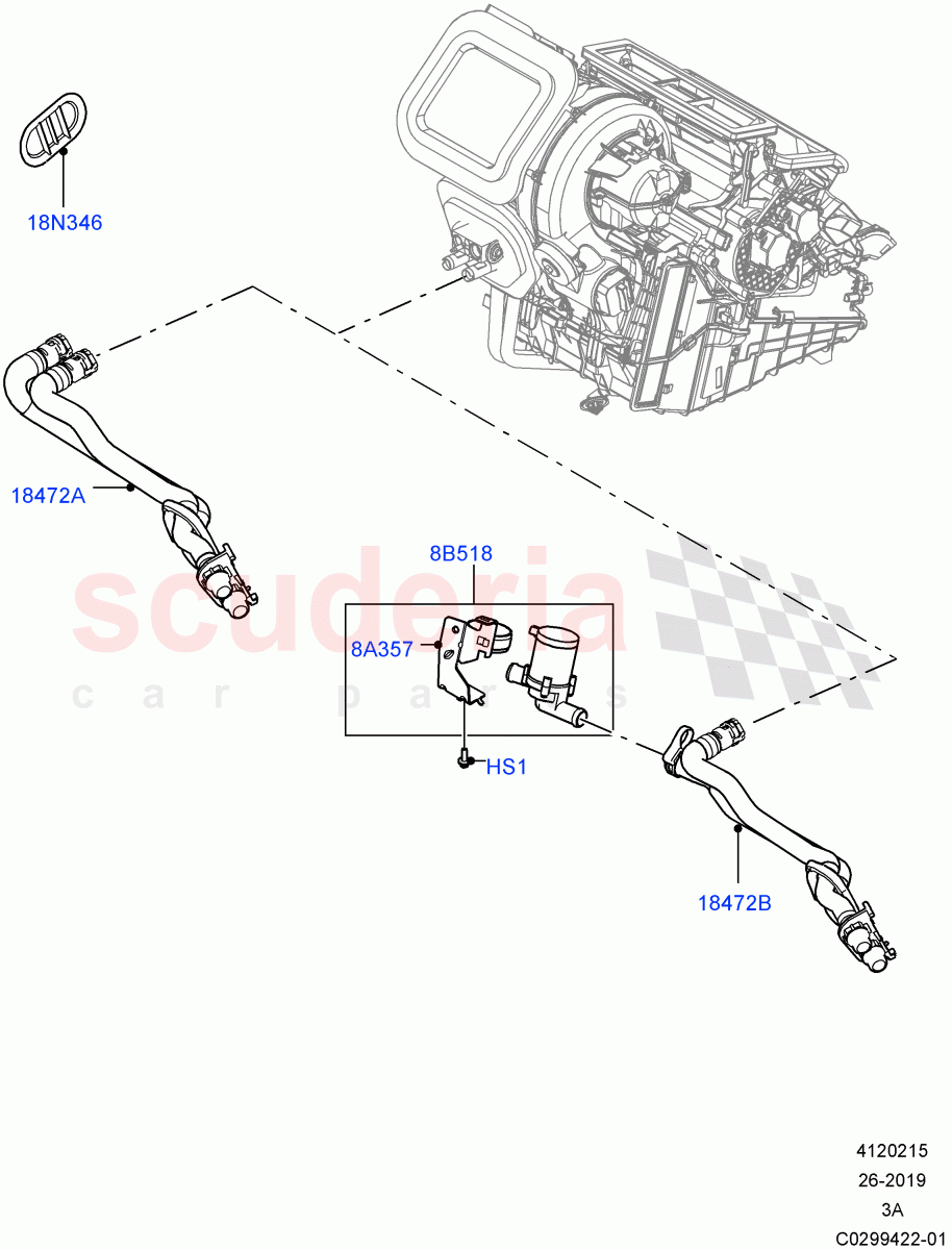 Heater Hoses (2.0L AJ20D4 Diesel LF PTA, Halewood (UK), 2.0L AJ20D4 Diesel High PTA, 2.0L AJ20D4 Diesel Mid PTA) ((V) FROMLH000001) of Land Rover Land Rover Discovery Sport (2015+) [2.0 Turbo Petrol GTDI]