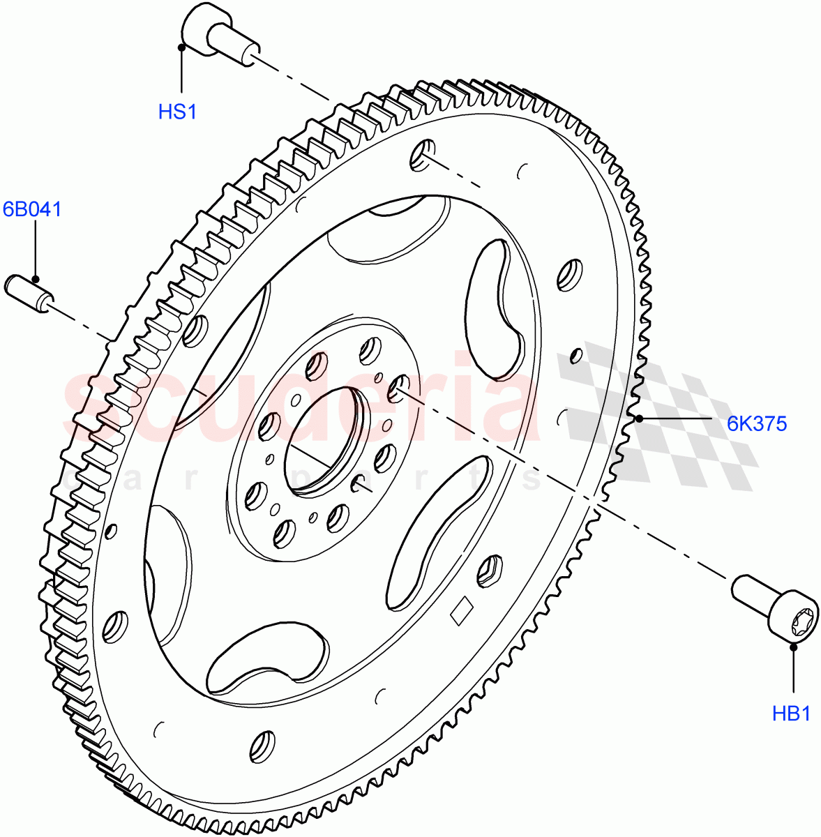 Flywheel (3.0L AJ20D6 Diesel High) ((V) FROMLA000001) of Land Rover Land Rover Range Rover (2012-2021) [3.0 I6 Turbo Diesel AJ20D6]