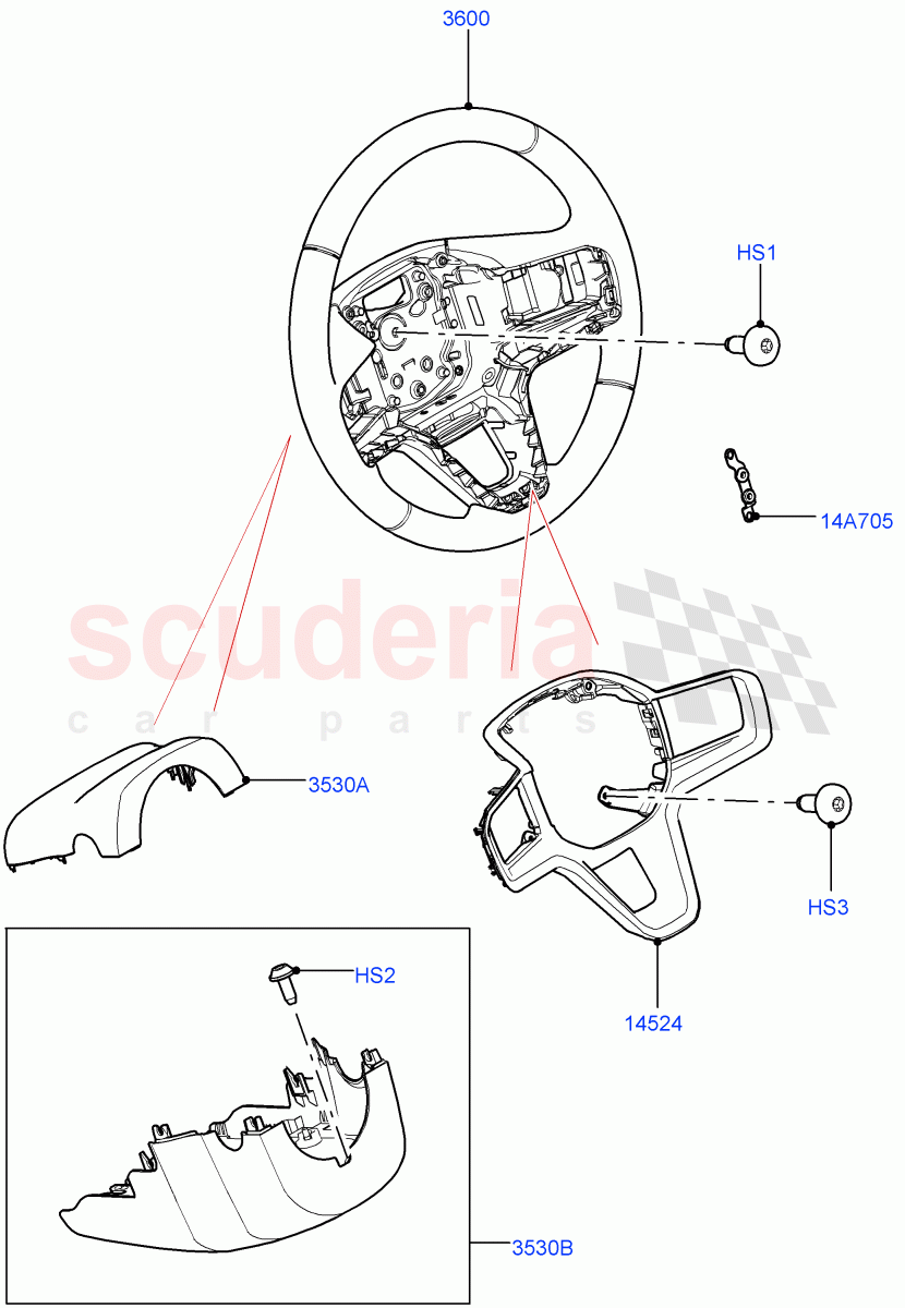Steering Wheel (Halewood (UK)) ((V) FROMMH000001) of Land Rover Land Rover Range Rover Evoque (2019+) [2.0 Turbo Diesel]