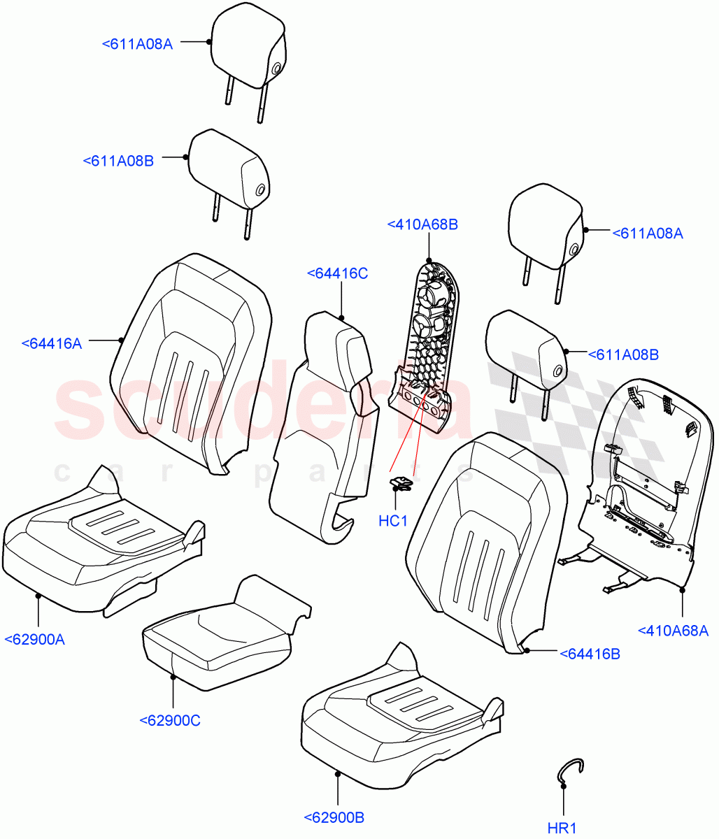 Front Seat Covers (Short Wheelbase, Taurus Leather/Robust Woven Textile, Standard Wheelbase) of Land Rover Land Rover Defender (2020+) [3.0 I6 Turbo Petrol AJ20P6]