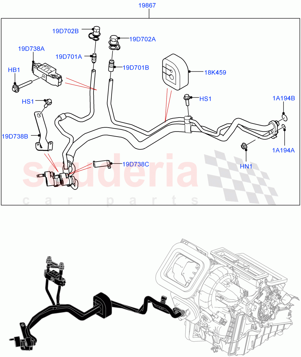 Air Conditioning System (Halewood (UK), A/C HF01234YF w/Intrnl Heat Exchng, Electric Engine Battery-PHEV, Air Con Refrigerant-HF01234YF) ((V) FROMMH000001) of Land Rover Land Rover Discovery Sport (2015+) [2.0 Turbo Petrol GTDI]