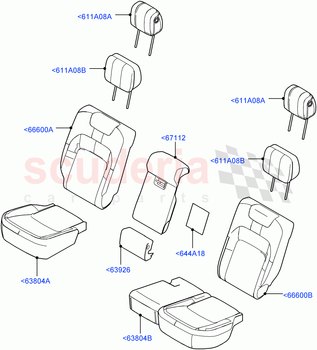 Rear Seat Covers (Windsor Leather Perforated, With 60/40 Power Fold Thru Rr Seat) ((V) FROMJA000001) of Land Rover Land Rover Range Rover (2012-2021) [3.0 I6 Turbo Diesel AJ20D6]