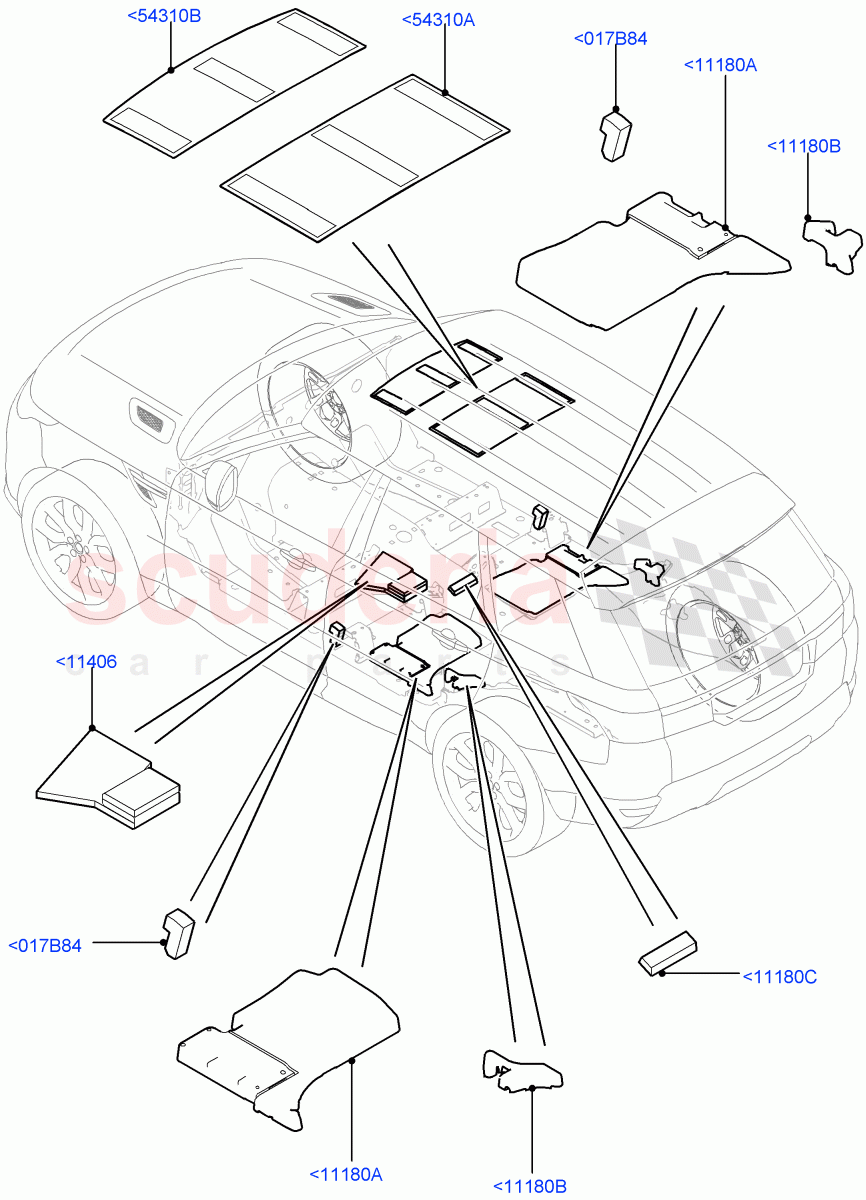 Insulators - Rear (Passenger Compartment) of Land Rover Land Rover Range Rover Sport (2014+) [2.0 Turbo Petrol AJ200P]