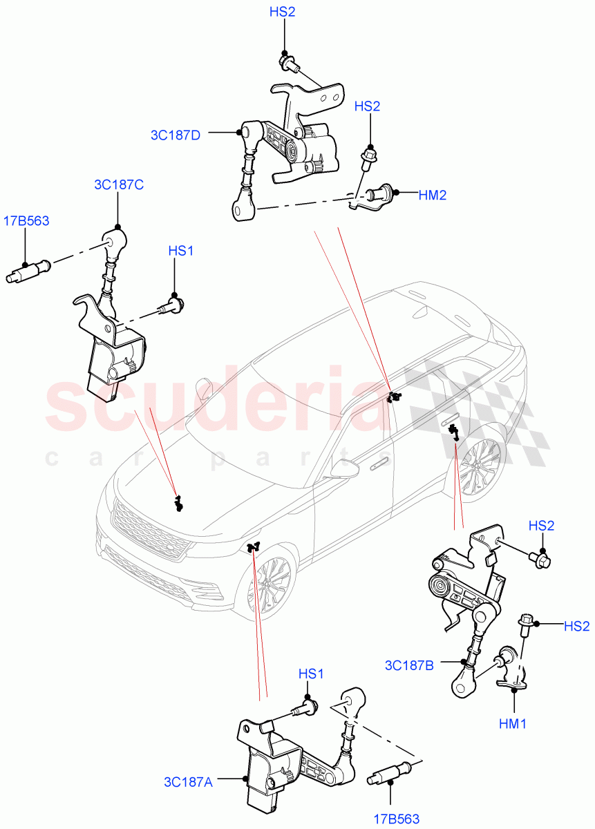 Air Suspension Controls/Electrics ((V) TOLA999999) of Land Rover Land Rover Range Rover Velar (2017+) [3.0 DOHC GDI SC V6 Petrol]