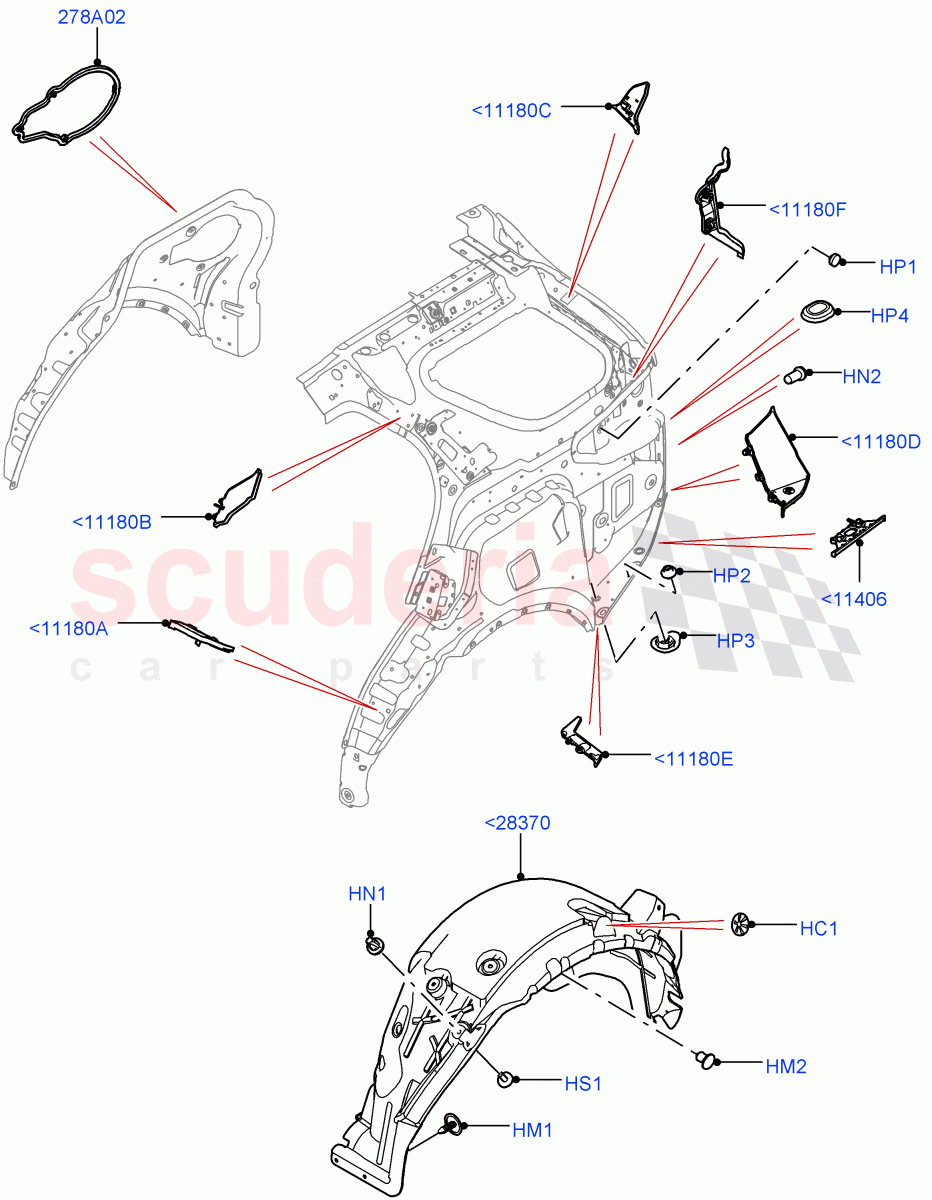 Side Panels - Inner (Nitra Plant Build, Wheelarch) ((V) FROMK2000001) of Land Rover Land Rover Discovery 5 (2017+) [3.0 I6 Turbo Petrol AJ20P6]