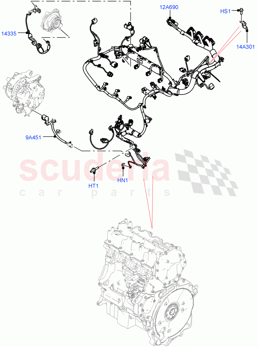 Engine Harness (2.0L AJ21D4 Diesel Mid, Halewood (UK)) ((V) FROMMH000001) of Land Rover Land Rover Range Rover Evoque (2019+) [2.0 Turbo Diesel]