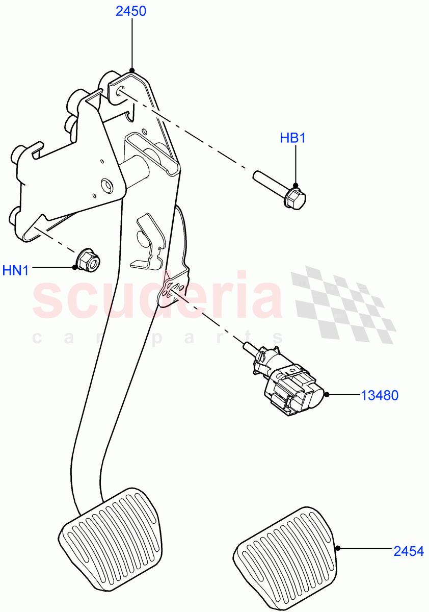 Brake And Clutch Controls (Nitra Plant Build) ((V) FROMK2000001) of Land Rover Land Rover Discovery 5 (2017+) [3.0 I6 Turbo Diesel AJ20D6]