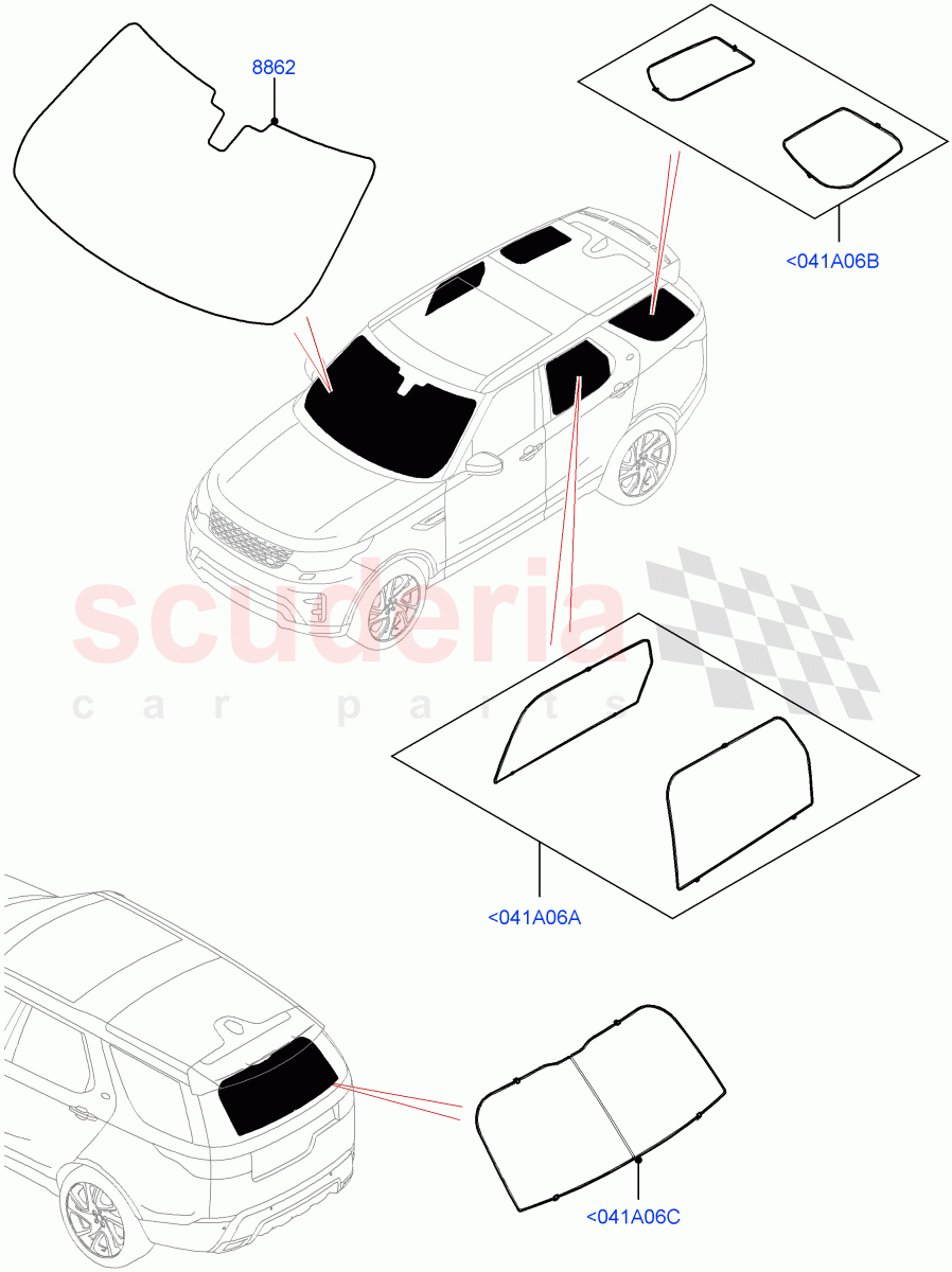 Touring Accessories (Sun Blinds, Solihull Plant Build, Nitra Plant Build) of Land Rover Land Rover Discovery 5 (2017+) [3.0 I6 Turbo Petrol AJ20P6]