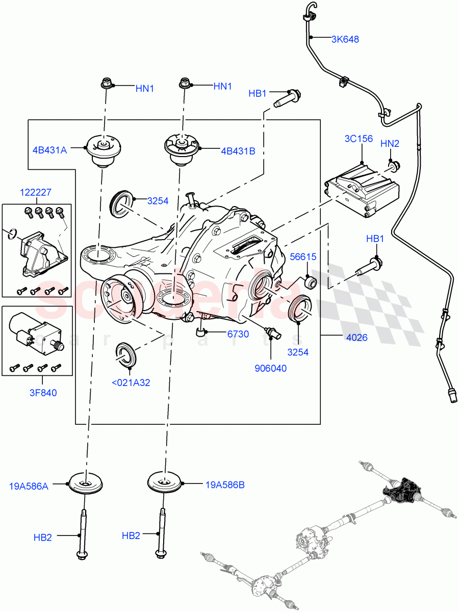 Rear Axle (Nitra Plant Build) (Electronic Locking Differential) ((V) FROMK2000001, (V) TOL2999999) of Land Rover Land Rover Discovery 5 (2017+) [3.0 I6 Turbo Petrol AJ20P6]